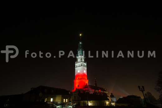 Iluminacje okolicznościowe na Jasnej Górze z okazji 100-lecia odzyskania niepodległości przez Polskę Karol Porwich Karol Porwich/foto.Paulinianum