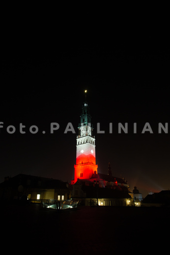 Iluminacje okolicznościowe na Jasnej Górze z okazji 100-lecia odzyskania niepodległości przez Polskę Karol Porwich Karol Porwich/foto.Paulinianum